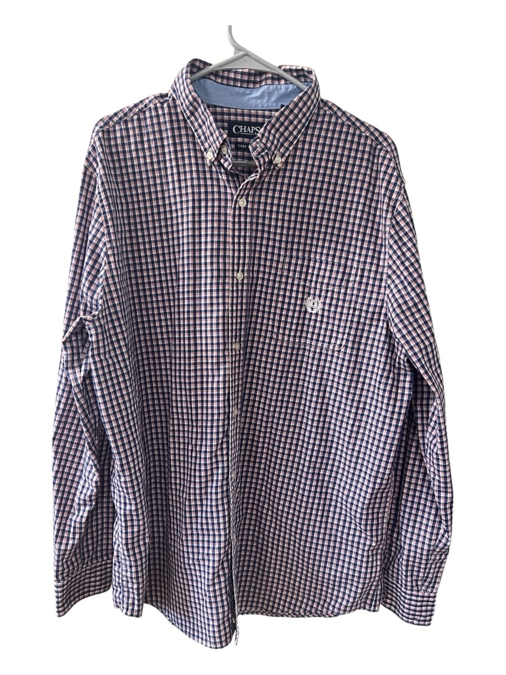 Chaps Navy, White and Red Checked Button-Down Shirt Size XL Men
